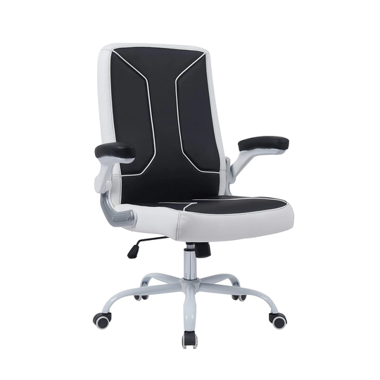 VESTA Office Chair Adjustable Armrest Rolling Meeting Room Chair, Black/White - N/A