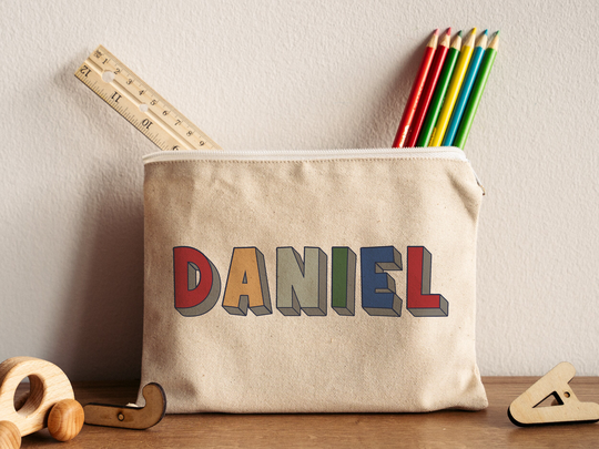 Custom Name Pencil Case, Canvas Pen Bag Gifts For Kids, Children Personalized Stationery, Zip Pouch, School Supplies, Valentine Gift, 3D Boy
