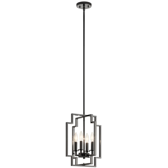 Kichler Downtown Deco 17 inch 4 Light Foyer Pendant in Midnight Chrome
