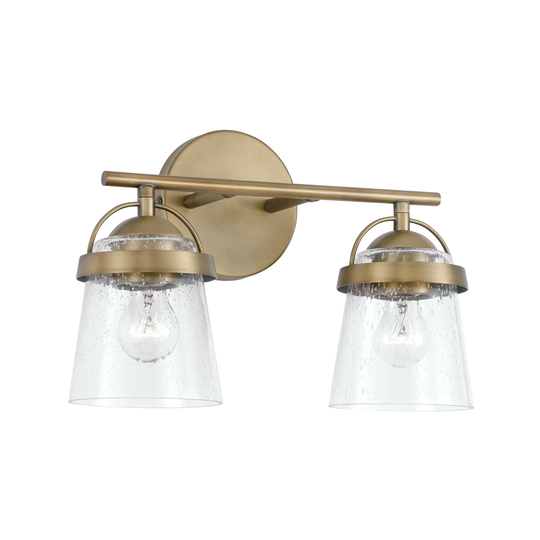 Madison 2-light Bath/ Vanity Fixture w/ Clear Seeded Glass