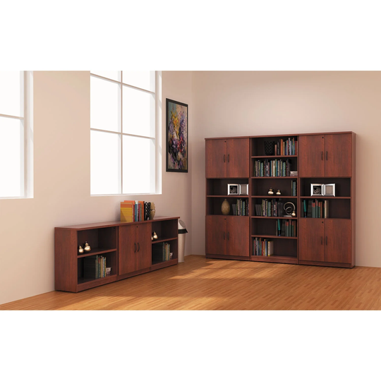Alera Valencia Series Bookcase, Six-Shelf, 31 3/4 x 14 x 80 1/4, Medium Cherry - 31 3/4" x 14" x 80 1/4"