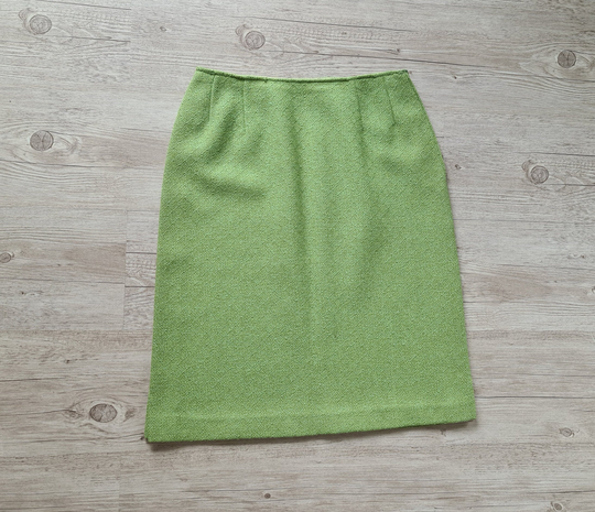 Vintage Green Wool Skirt St Michael Midi Pencil Hight Waist Warm Minimalist Size Medium Clothing Women