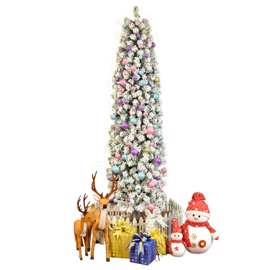 7.5ft Pencil Flocking Christmas Tree