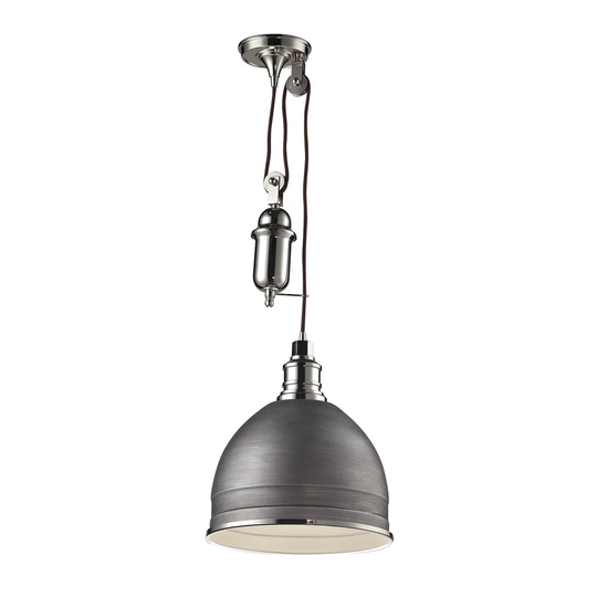Elk Carolton 1-light Pendant in Weathered Zinc and Polished Nickel