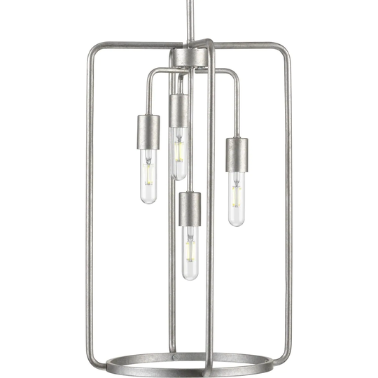 Bonn Collection Four-Light Galvanized Finish Farmhouse Pendant Light - 27.500" x 17.500" x 9.250"