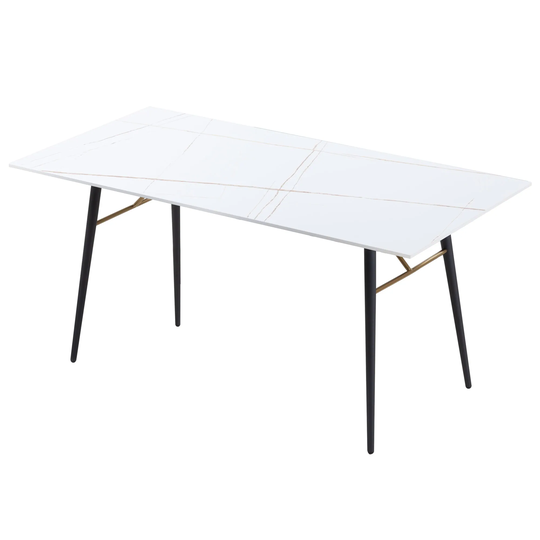 Dining Table with desktop board is made of ceramic tile and metal material for dining room