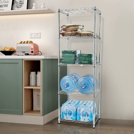 Chrome 5-Tier Shelving Unit for Garage,Kitchen,Office
