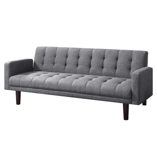 Sofa Bed with Square Arms in Grey and Walnut