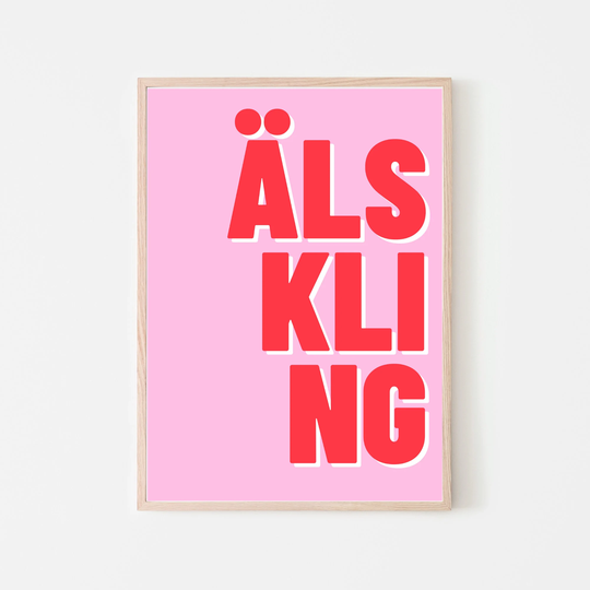 Älskling Poster | Colorful Swedish Decor, Quotes Print, Wall Art, Fun Scandinavian Pastel Art
