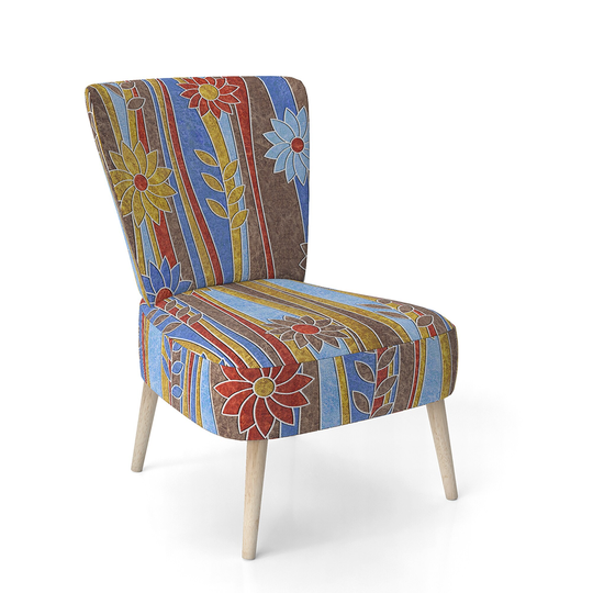 Designart 'Floral Retro Pattern III' Upholstered Mid-Century Accent Chair