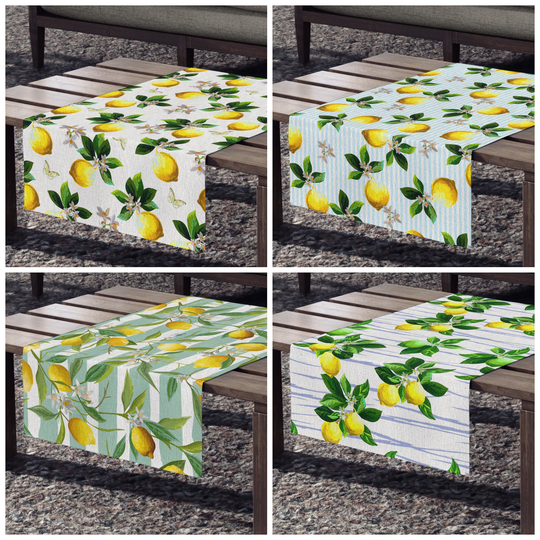 Lemon Table Runner|Outdoor Runner|Lemon Tablecloth|Lemon Home Decor|Spring Leaves Love