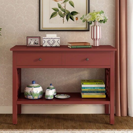 41.7" Console Table Sofa Table with 2 Drawers and Bottom Shelf