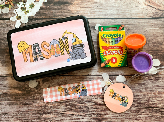 Personalized Pencil Box, Construction Box For Boys, Kids, Black School Supplies Kids
