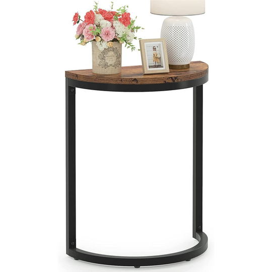 End Table Half Round, Narrow Side Table Slim C Table for Living Room
