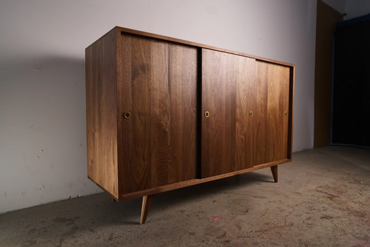 Peckham Console 2.0, Mid Century Media Console, Modern Lp Storage, Record Storage Sideboard | Shown in Walnut