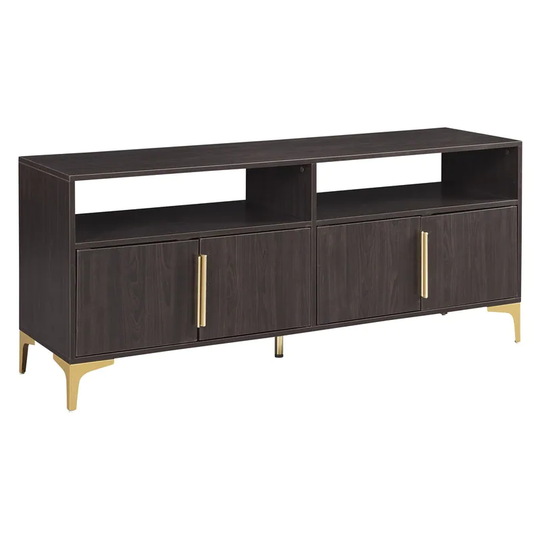 Magnetic Suction Doors Sideboard Storage Cabinet with Gold Metal Legs
