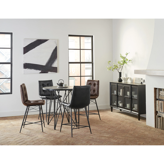 Marlowesse Black and Gunmetal Round Counter Height Table