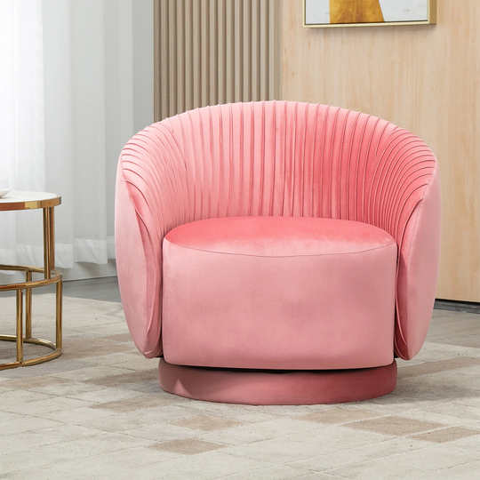Home Velvet Barrel Arm Chair with Golden Legs,for Living Bedroom Patio