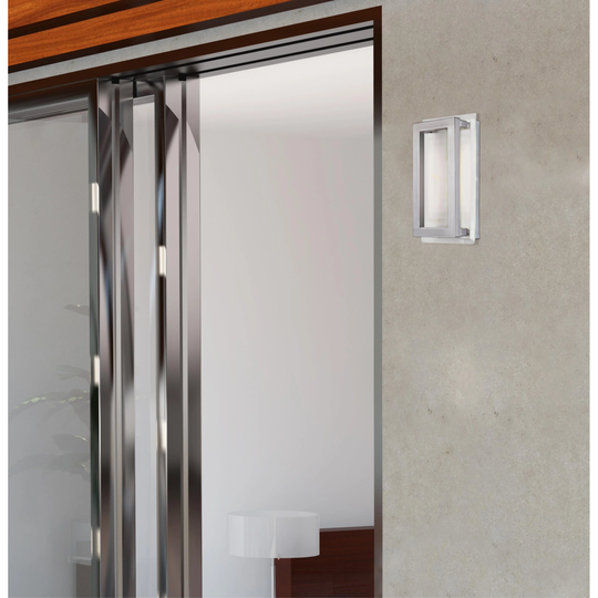 Westinghouse Lighting Matthew One Light Dimmable LED Indoor/Outdoor Wall Fixture, Nickel Luster Finish with Frosted Waffle Glass