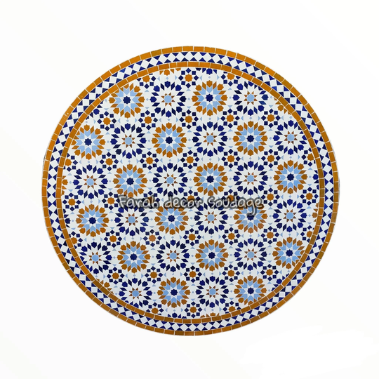 36" Handmade Patio Mosaic Table For Outdoor Or Indoor Living, Bistro Table, Art, Mid Century From Morocco