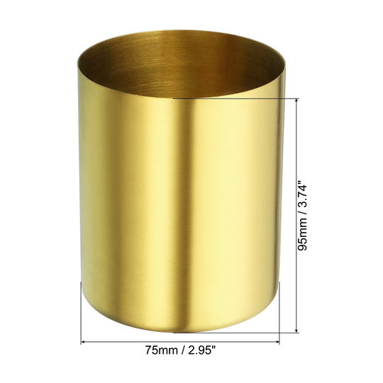 Pencil Holder Pen Holder for Desk Stainless Steel Pen Holders Cup 3pcs - Golden