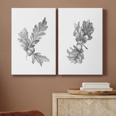 Oak Leaf Pencil Sketch I Premium Gallery Wrapped Canvas - Ready To Hang