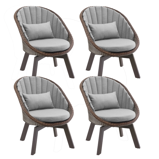 Art Leon Patio Swivel Barrel Chair with Cushion (Set of 4)