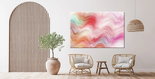 Colorful Zigzags, Linear Design Canvas Painting, Colorful Wavy Pattern, Pink-Orange-Blue, Color Gradient, Contemporary Art, Modern Wall Art