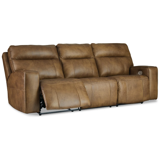 Signature Design by Ashley Game Plan Power Reclining Sofa with Adjustable Headrest