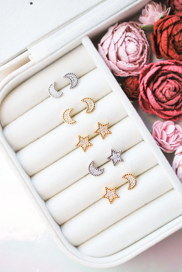 Star Earrings, Crescent Moon, Moon Earrings, Star Jewelry, Moon Jewelry, Sterling Silver, Gold Filled, Celestial Jewelry, Mismatched Earrings