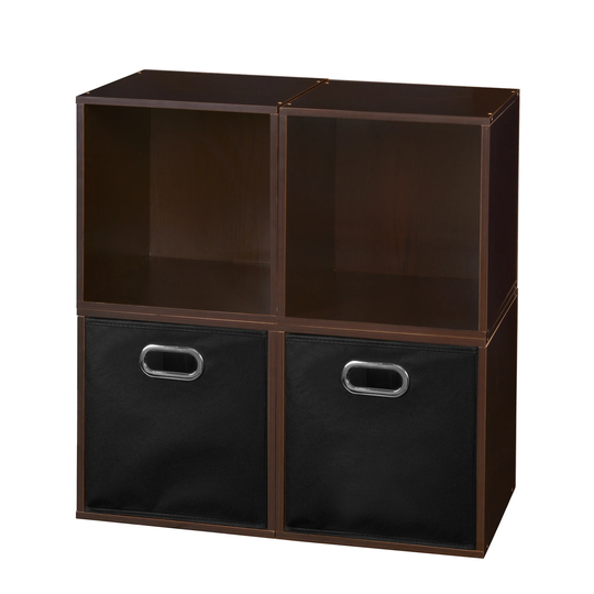 Noble Connect Storage Set - 4 Cubes and 2 Canvas Bins- Truffle/Black