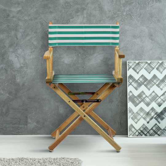 18" Director's Chair Natural Frame-Teal Cabana - 21.75"W x 17"D x 33.75"H