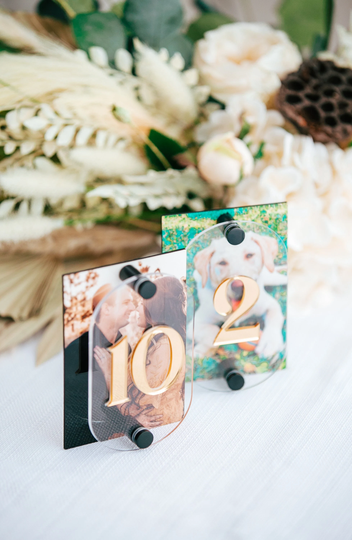 Photo Wedding Table Numbers Custom Modern Party Event Decor, Acrylic Oval Sign | Ptn622