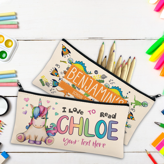 Personalized Pencil Case For Girls, Boys W/Name Customized Student/Kids Pencils Pouch/Box Gift Custom Back To School Supplies Pen Cases