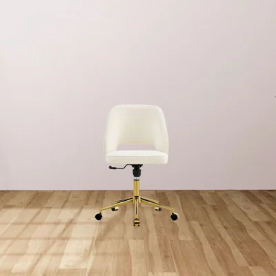 Modern Home Teddy Velvet Office Chairs, Adjustable 360 °Swivel Chair Engineering Plastic Armless Swivel Computer Chair With Wheels For Living Room, Be
