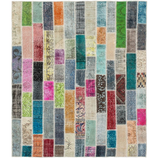 ECARPETGALLERY Hand-knotted Color Transition Patchwork Multi Wool Rug - 5'11 x 7'8