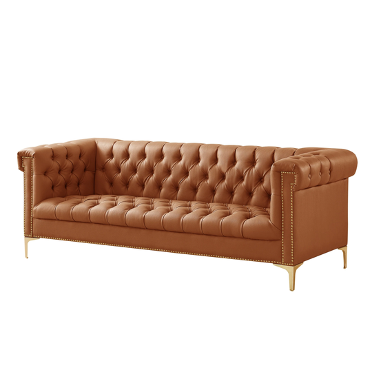 Manchester PU Leather Sofa Button Tufted Nail-head Trim with Y-legs