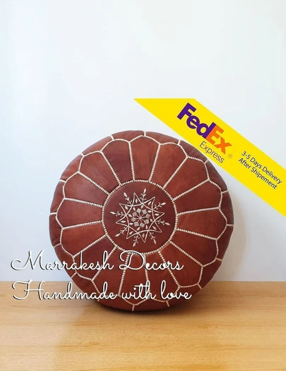 Pouf, Pouf Chair, Ottoman, Handmade Ottoman Leather Boho Cover, Dorm Room Pillow, Leather