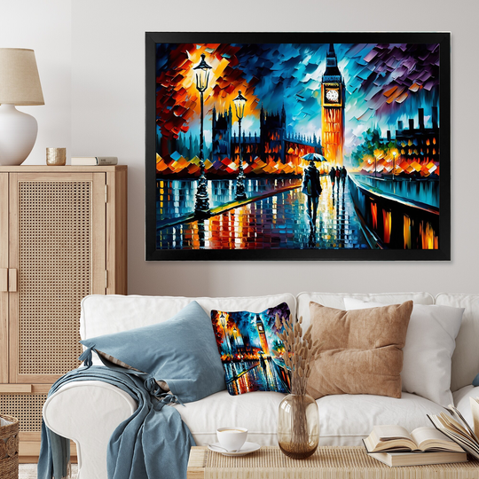 Designart 'Colorful City In London II' Cityscapes Framed Art Print