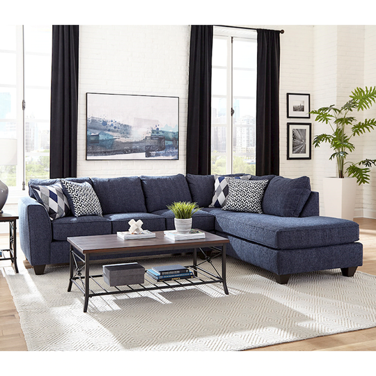 Roundhill Furniture Kanta Contemporary Fabric Pillow Back L-Shape Sectional Sofa, Indigo