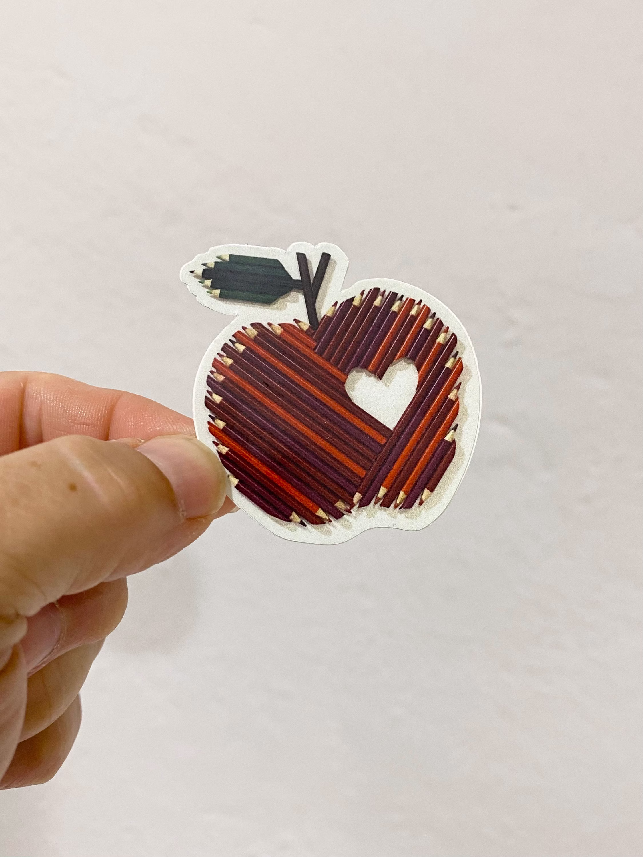 Mini Apple Vinyl Decal, Colored Pencil Sticker, Cute Macbook Decal/ Laptop Sticker/ Water Bottle Sticker