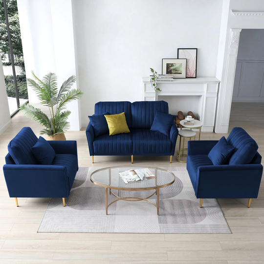 Sectional Sofa, 2 Piece Single Chair And Loveseat Sofa, Modern Velvet Upholstered Sofa Couch With Sturdy Metel Legs