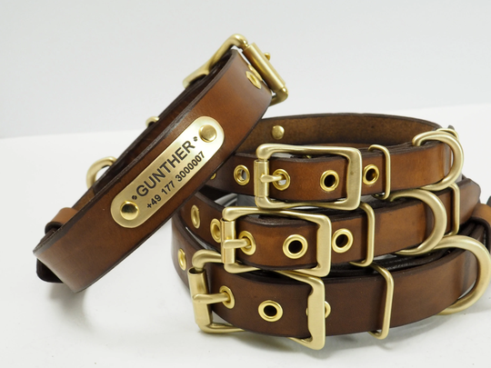 Dog Collar Leather, Personalized Collar, Free Id Tag, Brown Leather With Name, Lover Gift, Mom Gift, Dad