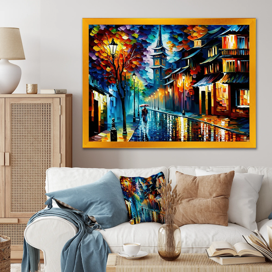 Designart 'Colorful City In Japon' Cityscapes Framed Art Print