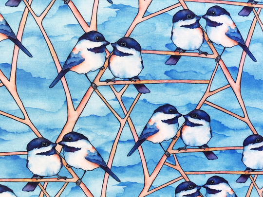 Superb Fairywren On The Tree Branch Australian Native Bird Blue Quilting Cotton Fabric By 1/4 Yard Or 1/2 Fat Quarter