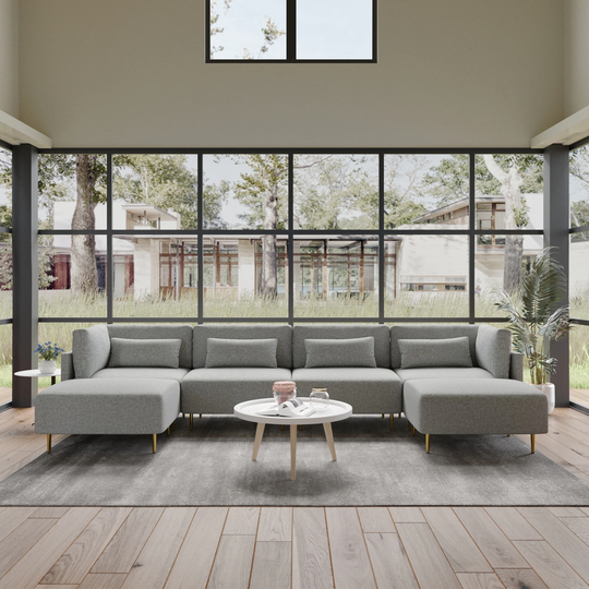 Magic Home Linen Modular Sectional Sofa with Ottoman