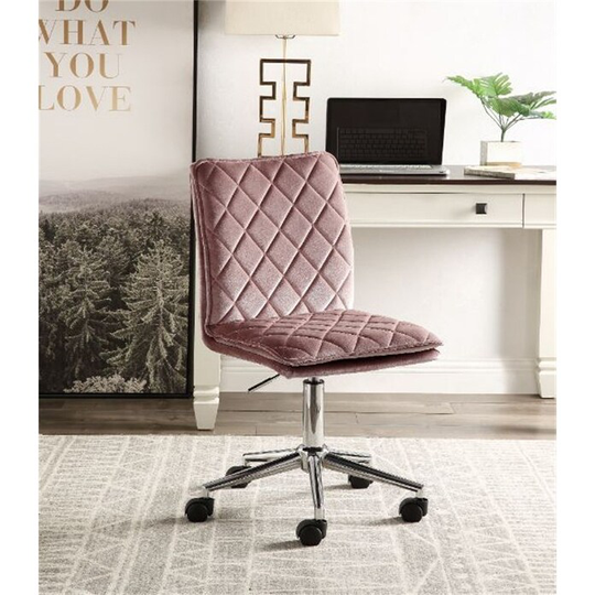 Cliasca Office Chair, Contemporary Style, Pink Velvet, Create a Comfortable, Efficient, Motivational Workplace