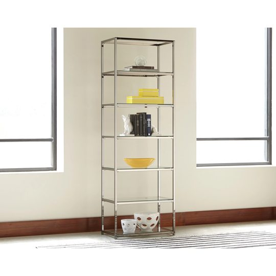 Contemporary Black Nickel 6-tier Bookcase