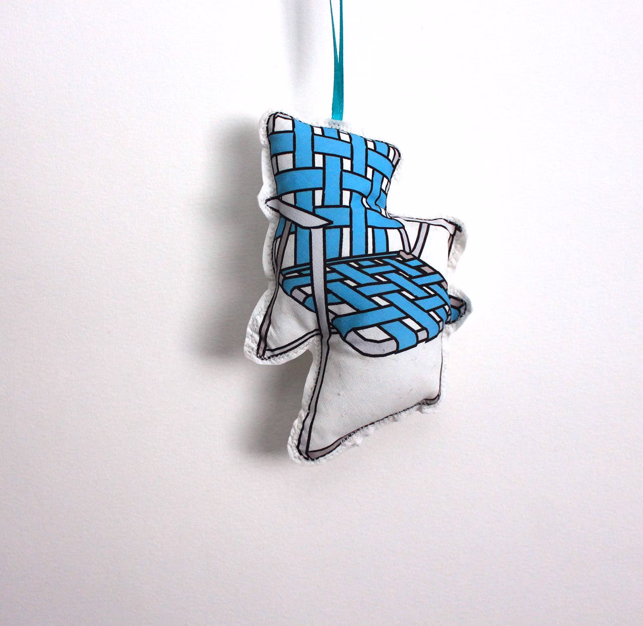 Retro Camping Chair Ornament 1980's Blue Plush Chair