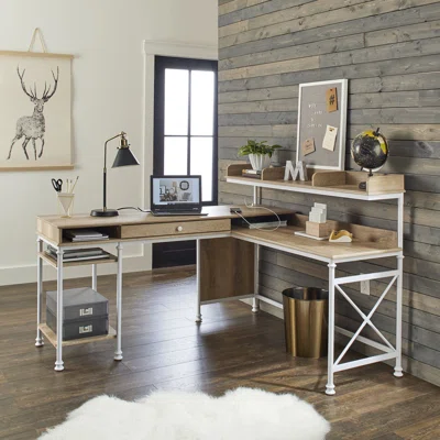 Kiryak L-Shape Desk with Built in Outlets